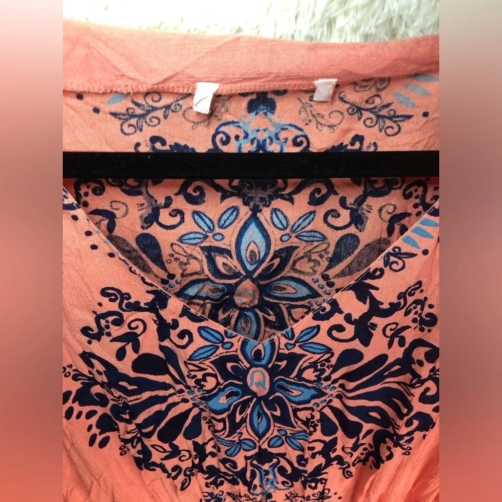 VENUS Coral and Navy Swim Coverup NWOT